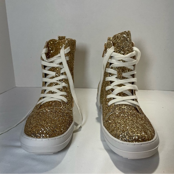 UNWDU Gold Glitter High-Top Sneakers. NEW in box. Women’s size 10. Sparkles! - Picture 4 of 8